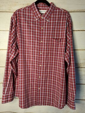 Saddlebred Red and White Plaid Button-Down Shirt - Men